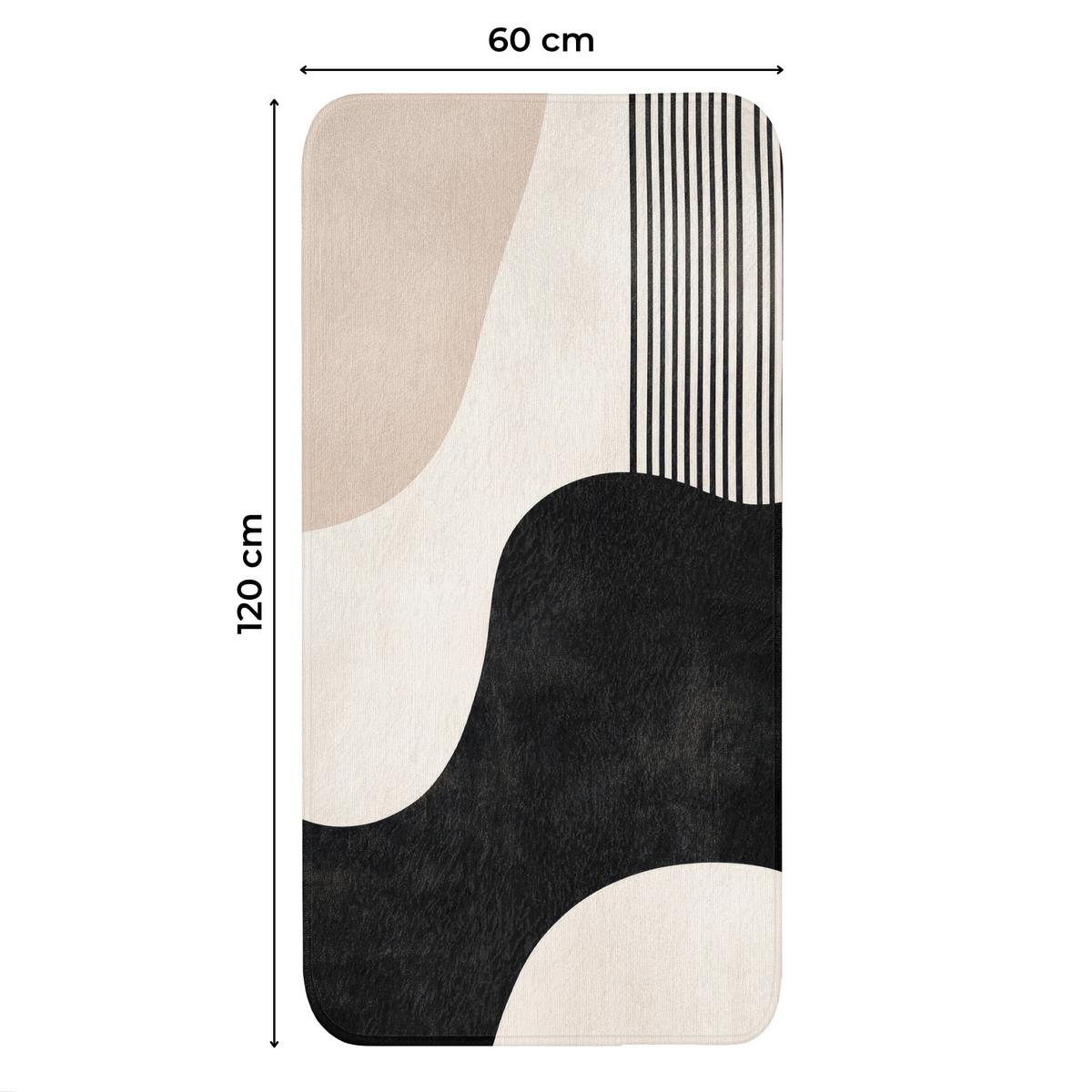 WC-VORLEGER Abstrakt - Japandi - Beige - Modern Toilettenvorleger 60x120 cm - Beige, Textil (60/1cm) - OnlyWow