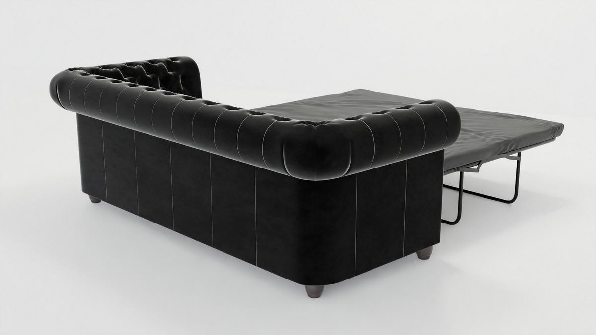 CHESTERFIELD-SOFA 3-Sitzer mit Schlaffunktion Nyx Schwarz Samt - Schwarz/Braun, Holz/Textil (203/28/86cm) - S-Style Möbel