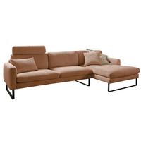 ECKSOFA RICARDA Braun Cord - Schwarz/Braun, Textil/Metall (298/154cm) - KAWOLA