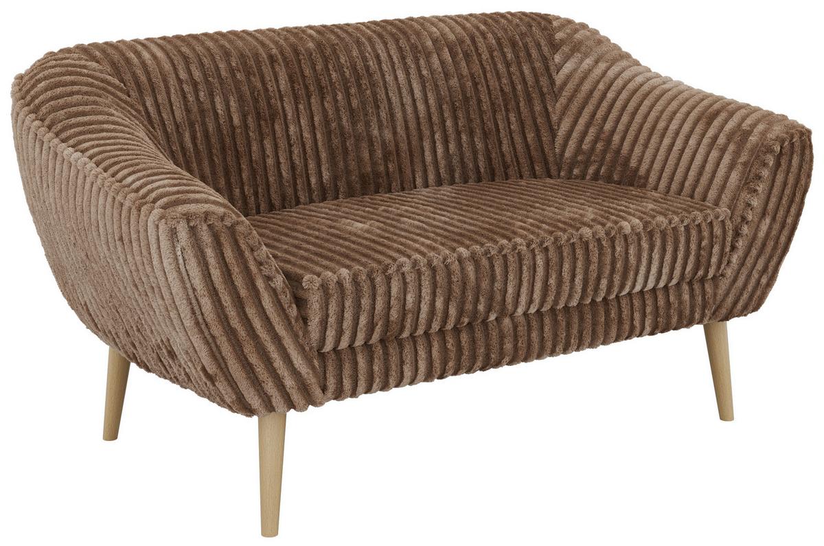 2-SITZER-SOFA PIRS - Braun Cord - Holzbeine - Buchefarben/Braun, Holzwerkstoff/Textil (140/75/74cm) - MKS