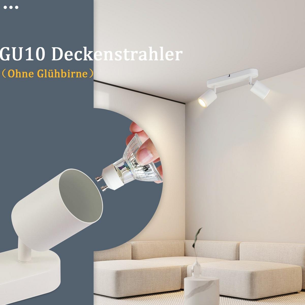 DECKENSTRAHLER Freiheit 2-flammig 27/7/14 cm - Weiß, Metall (27/7/14cm) - Nettlife