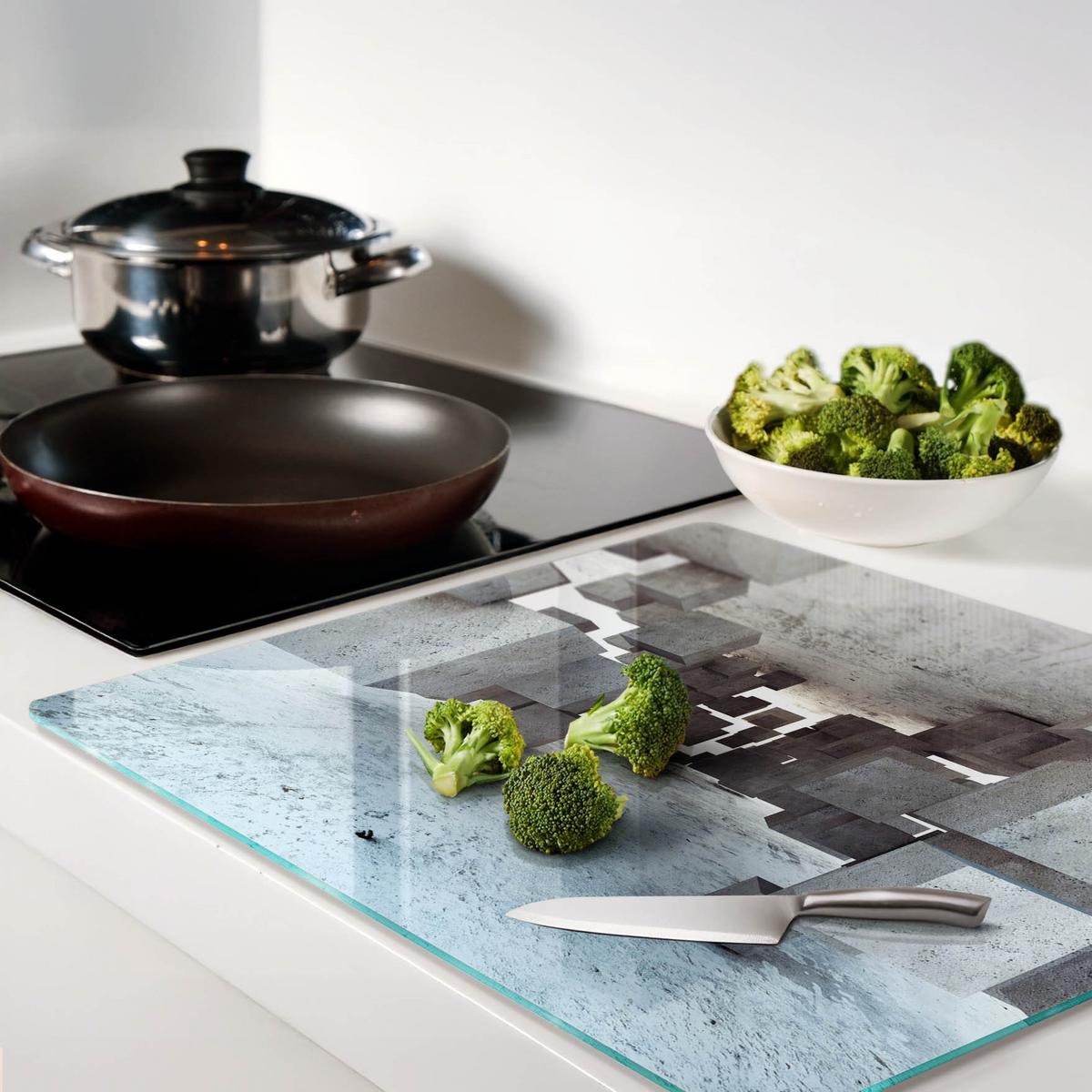 GLASPLATTE 60x52 cm Kubischer Beton - Grau, Glas (60/0.4/52cm) - TULUP