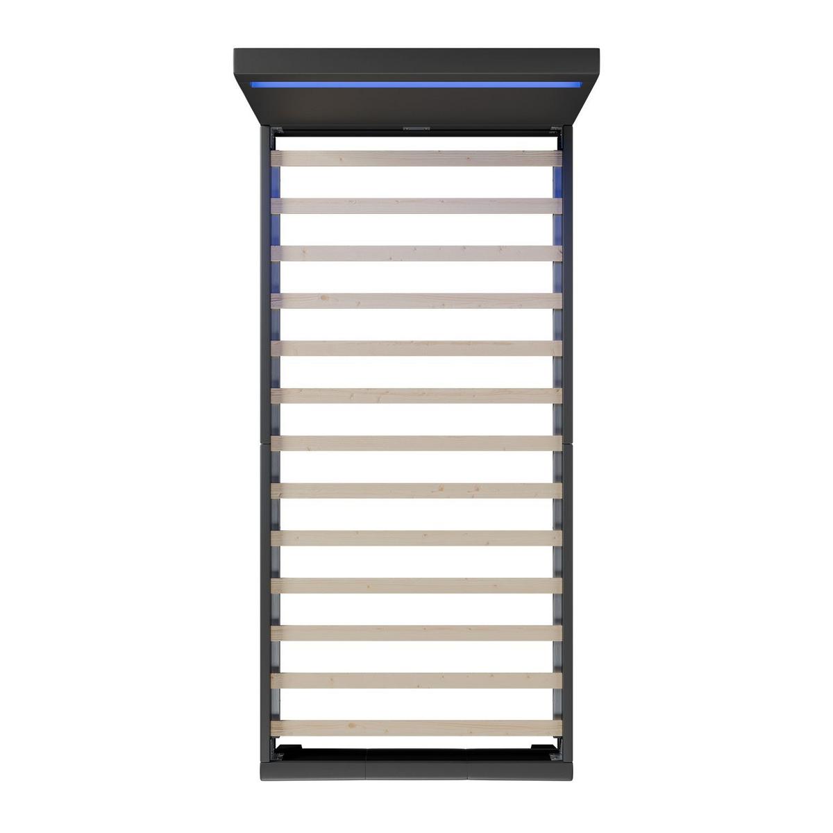 POLSTERBETT Paris mit LED dunkelgrau 90x200cm - Dunkelgrau, Holz (90/200cm) - Juskys