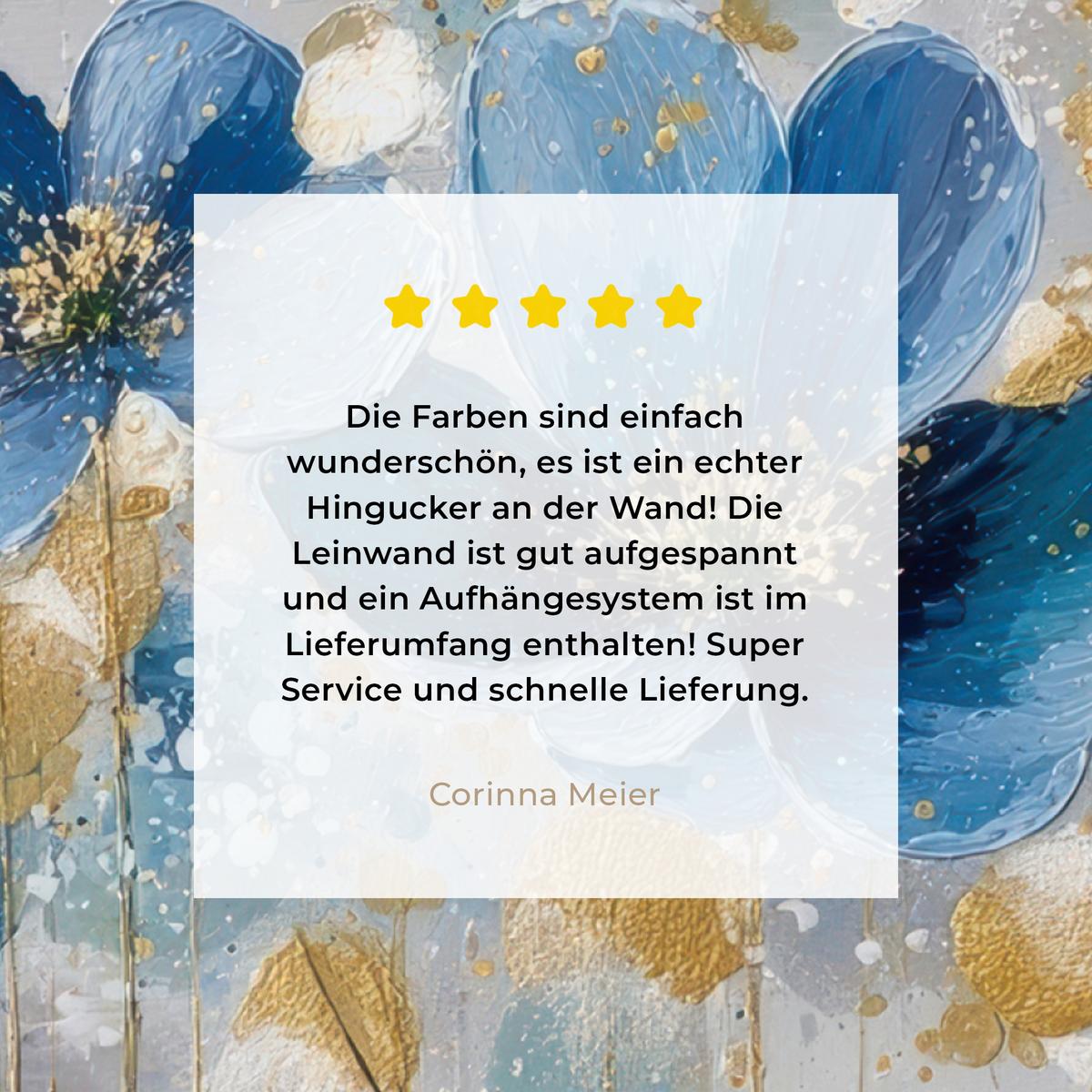 LEINWANDBILD Blumen - Blau - Abstrakt Wandbild Wohnzimmer 50x50 cm - Hellgrau, Textil (50/50cm) - MuchoWow