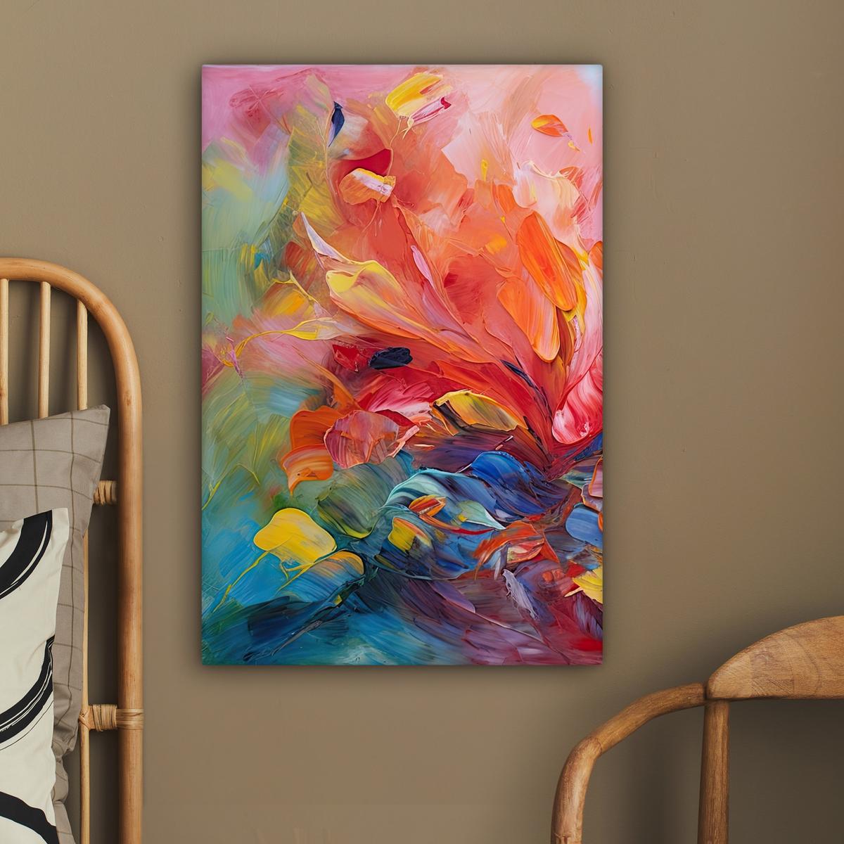 LEINWANDBILD Ölgemälde - Kunst - Abstrakt - Farbenfroh Wanddeko 40x60 cm - Altrosa, Textil (40/60cm) - MuchoWow
