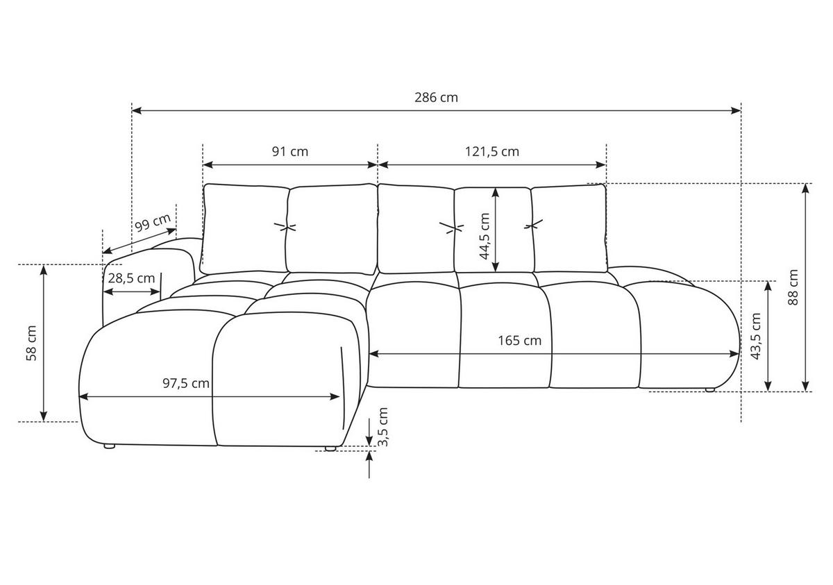 ECKSOFA L Form Hosio Dunkelgrau 286/177/88 cm Rechts mit Schlaffunktion - Dunkelgrau/Schwarz, Kunststoff/Textil (286/177cm) - AX Living
