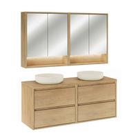 BADMÖBEL 120cm Edmé 2er-Set Holz - Braun, Holzwerkstoff (120/52.2/46cm) - Petits-meubles
