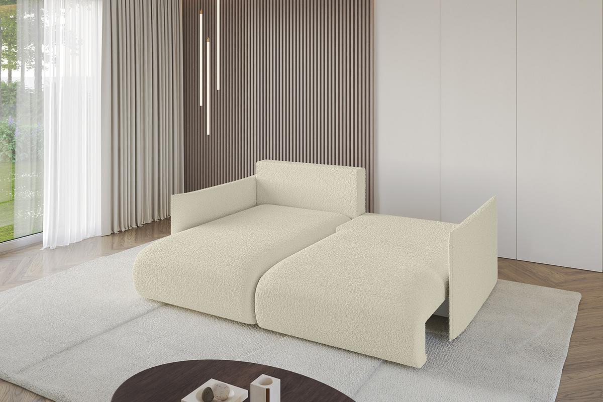 ECKSOFA Ottomane links ONESK-L 216x177x72 Beige Bouclé - Hellbraun/Beige, Holzwerkstoff/Kunststoff (216/177cm) - ALTDECOR