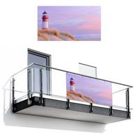 BALKON-SICHTSCHUTZ Leuchtturm - Dünen - Sonnenuntergang Witterungsbeständig 200x110 cm - Hellrosa, Kunststoff (200/110cm) - MuchoWow