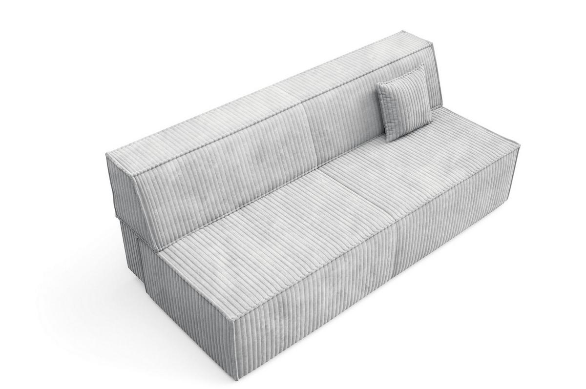 BETTSOFA TESSO Grau Kordstoff mit Schlaffunktion - Weiß, Holz (202/74/94cm) - MASSENO