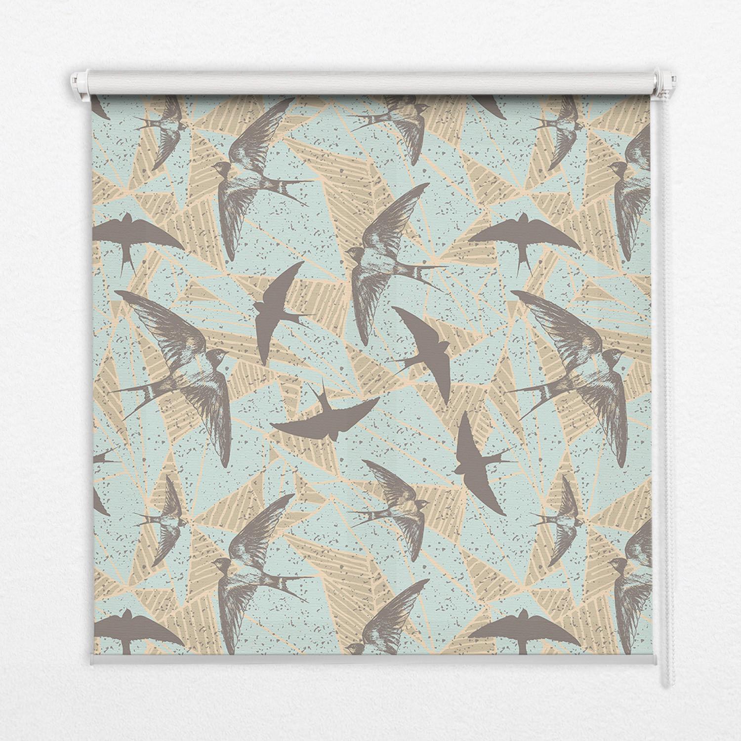 INNENROLLO - Fensterrollo - Rollo - 90x140 cm - Schwalben - Beige, Kunststoff (90/140/0.5cm) - TULUP