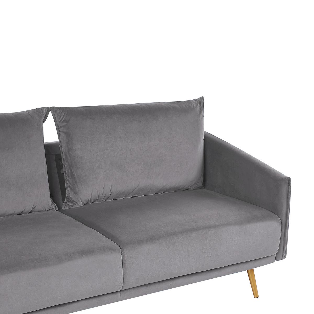 3-SITZER-SOFA Samtstoff Grau Maura - Grau, Textil (185/83/78cm) - Beliani