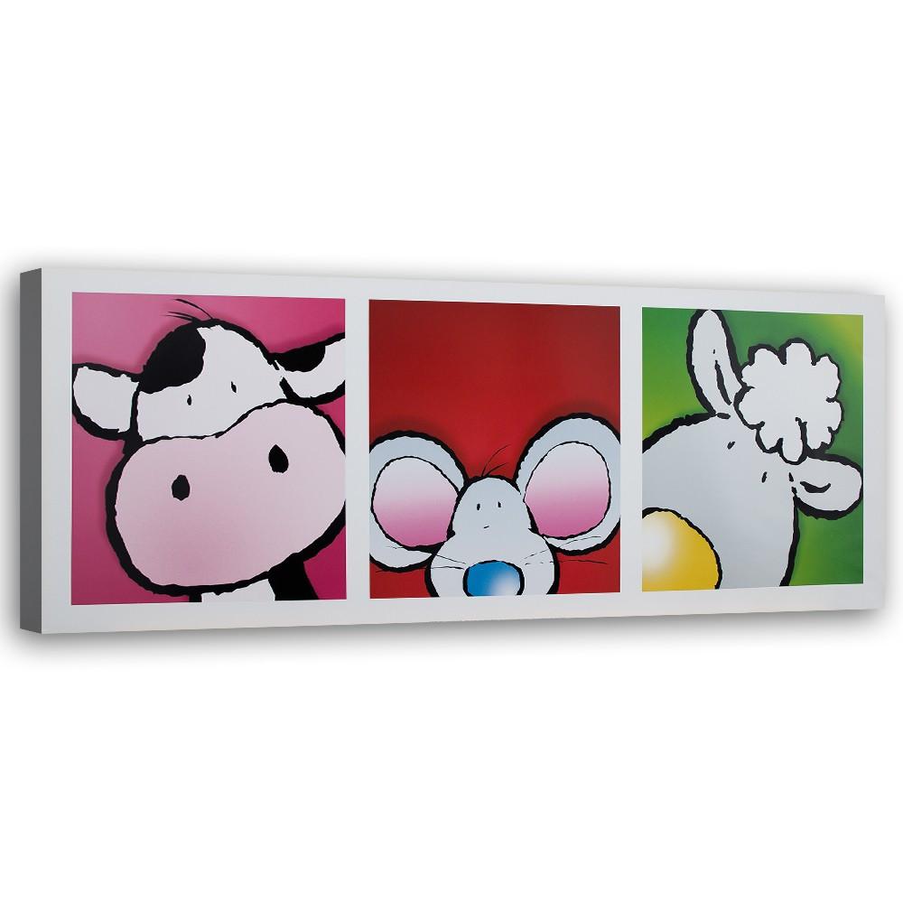 WANDBILD kuh maus und schaf - Multicolor, Textil (90/30cm) - Feeby