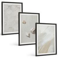 BILDER SET 3er Set - 40x60 cm Schwarzer Rahmen - Sandsteine moderne Farbe - Schwarz, Kunststoff (40/60cm) - TULUP