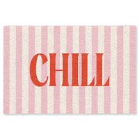 FUSSMATTE Zartrosa – Rot – Streifen – Chill 180x120 cm - Rosa, Kunststoff (180/0.4cm) - MuchoWow