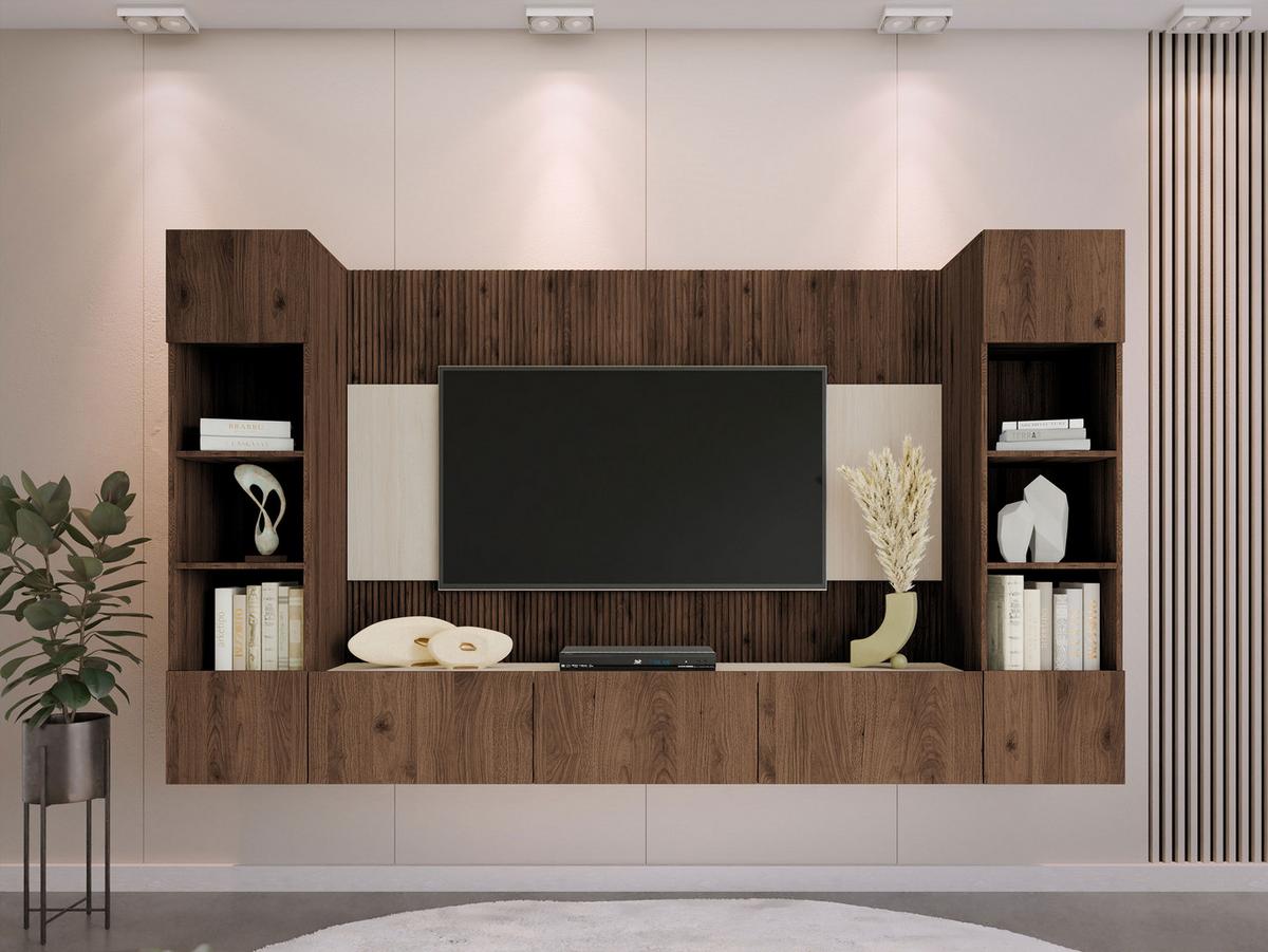 WOHNWAND Deromi I - Braun, Holzwerkstoff (260/150/38cm) - MIRJAN24