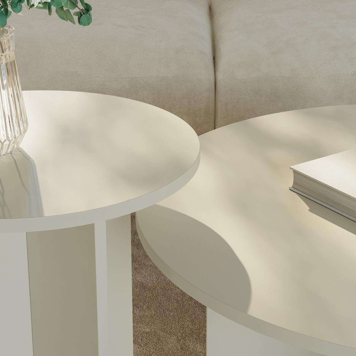 BEISTELLTISCH-SET 2 TLG. Verummetka - Creme, Holzwerkstoff (40/40/49cm) - [en.casa]