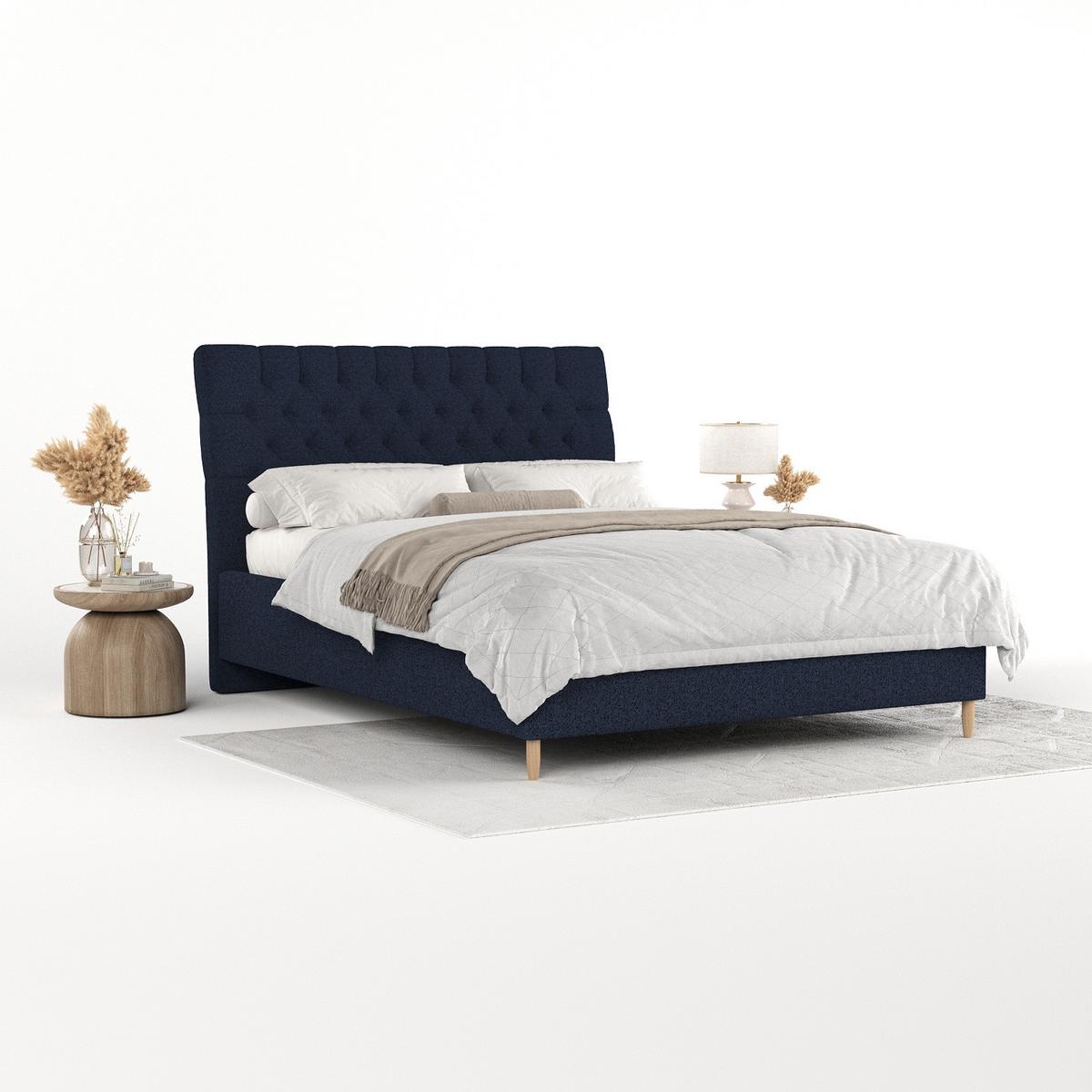 POLSTERBETT Lira 120/200 cm Marineblau im Riva Stoff - Naturfarben/Dunkelblau, Holz/Holzwerkstoff (120/200cm) - AltaBeds
