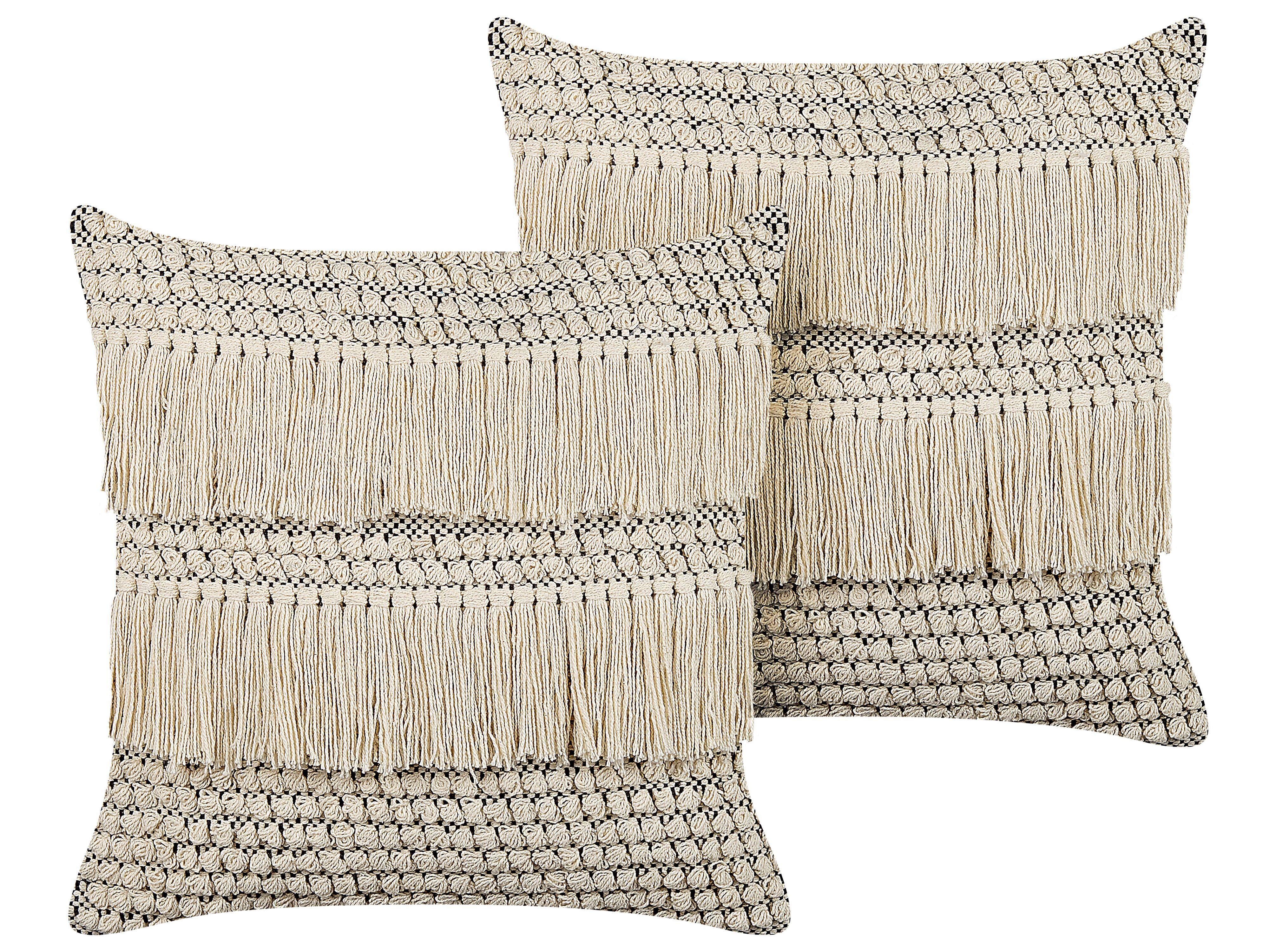 DEKOKISSEN 2er-Set Beige 45/45 cm Iresine - Beige, Naturmaterialien/Textil (45/45cm) - Beliani