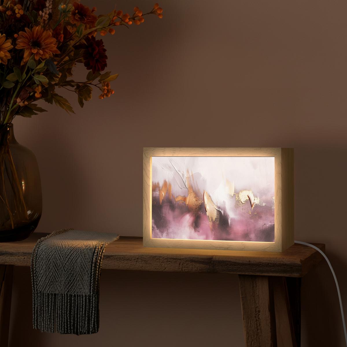 TISCHLEUCHTE Lila - Abstrakt - Farbe - Gold 30x20 cm - Baltimorefarben, Holzwerkstoff (8/30/20cm) - OnlyWow