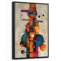 LEINWAND Bilder mit Rahmen - Vintage - Moderne Kunst - Orange - Geometrische Formen - 40x60 - Multicolor, Textil (40/60cm) - MuchoWow