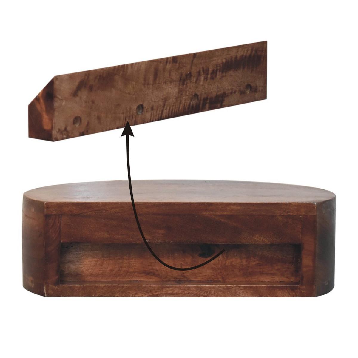 NACHTKASTEN Honigkaramell Wandmontiert Abgerundet, 1 Schublade, Dunkelbraun - Dunkelbraun/Messingfarben, Holz/Metall (40/11/31cm) - Artisan Furniture