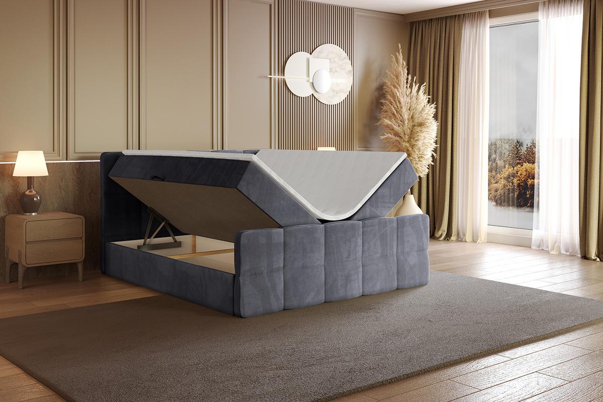 BOXBETT mit Matratze H4 und Lattenrost - LIRO-Z - 120x200 - Dunkelgrau Casablanca - Dunkelgrau, Holzwerkstoff (120/200cm) - ALTDECOR