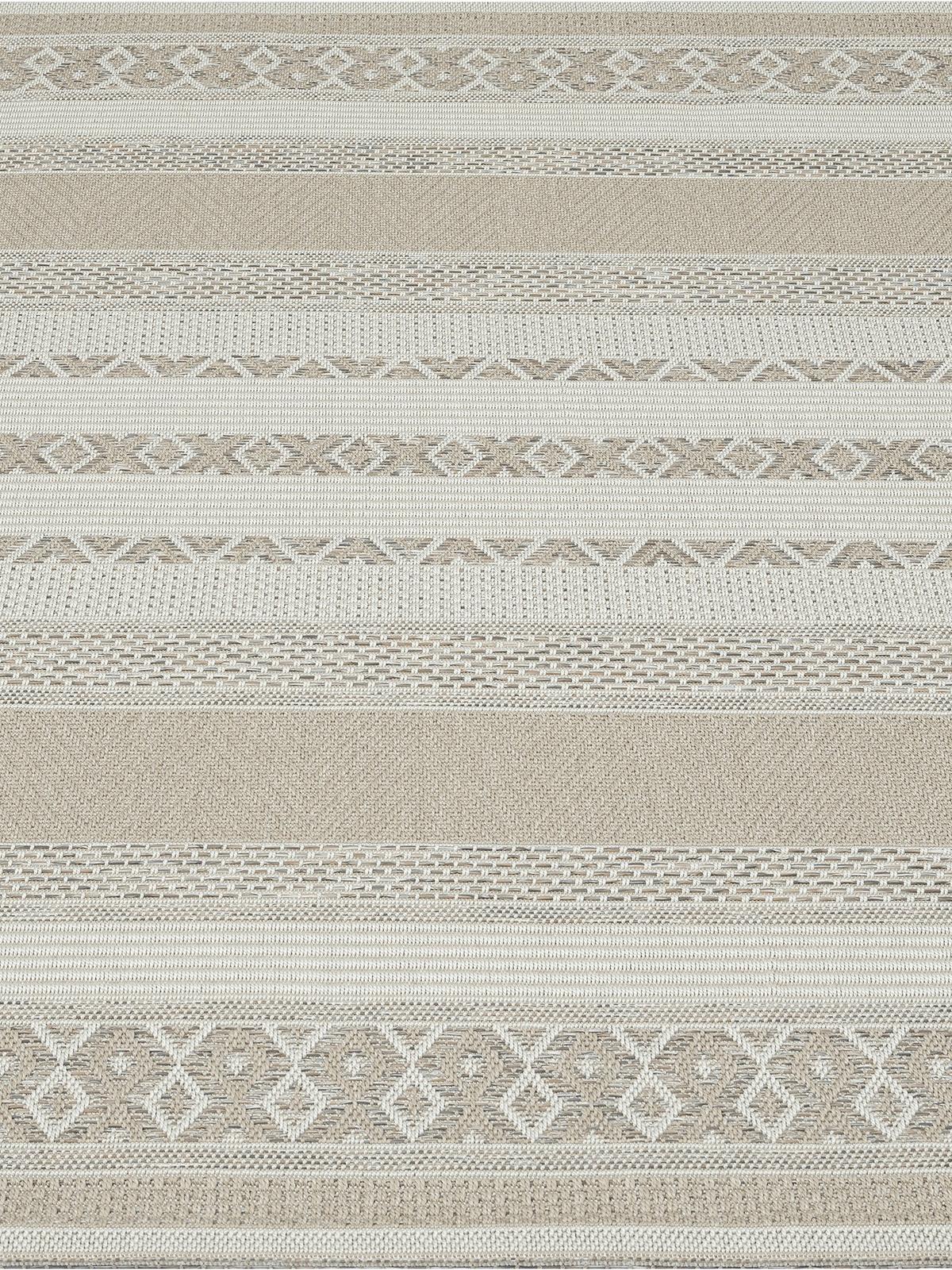 TEPPICH Flachgewebe ESERA Gestreift Polypropylen Beige Ø 120 cm Rund - Beige, Textil (120/120cm) - KADIMA DESIGN
