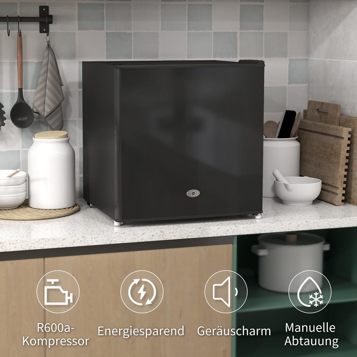 MINI-GEFRIERSCHRANK aus Stahl Kunststoff Schwarz - Schwarz, Kunststoff (44.2/48.8/47cm) - HOMCOM