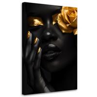 LEINWANDBILD Frau Rose Gold 70x100cm - Schwarz, Textil (70/100cm) - Feeby