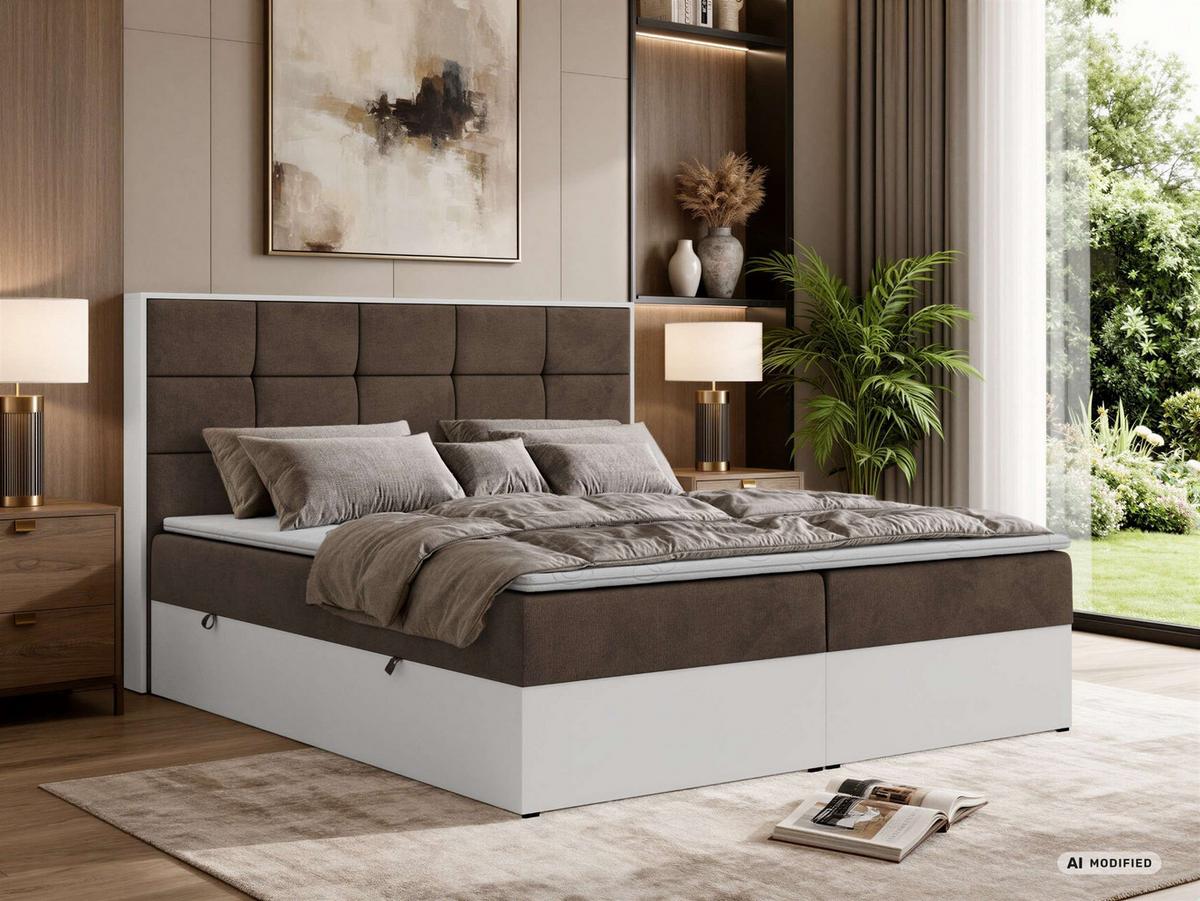 BOXBETT ALVIT 140/200 - Braun Velvet - Topper T25 - H3 - Schwarz/Braun, Kunststoff/Textil (140/200cm) - MKS