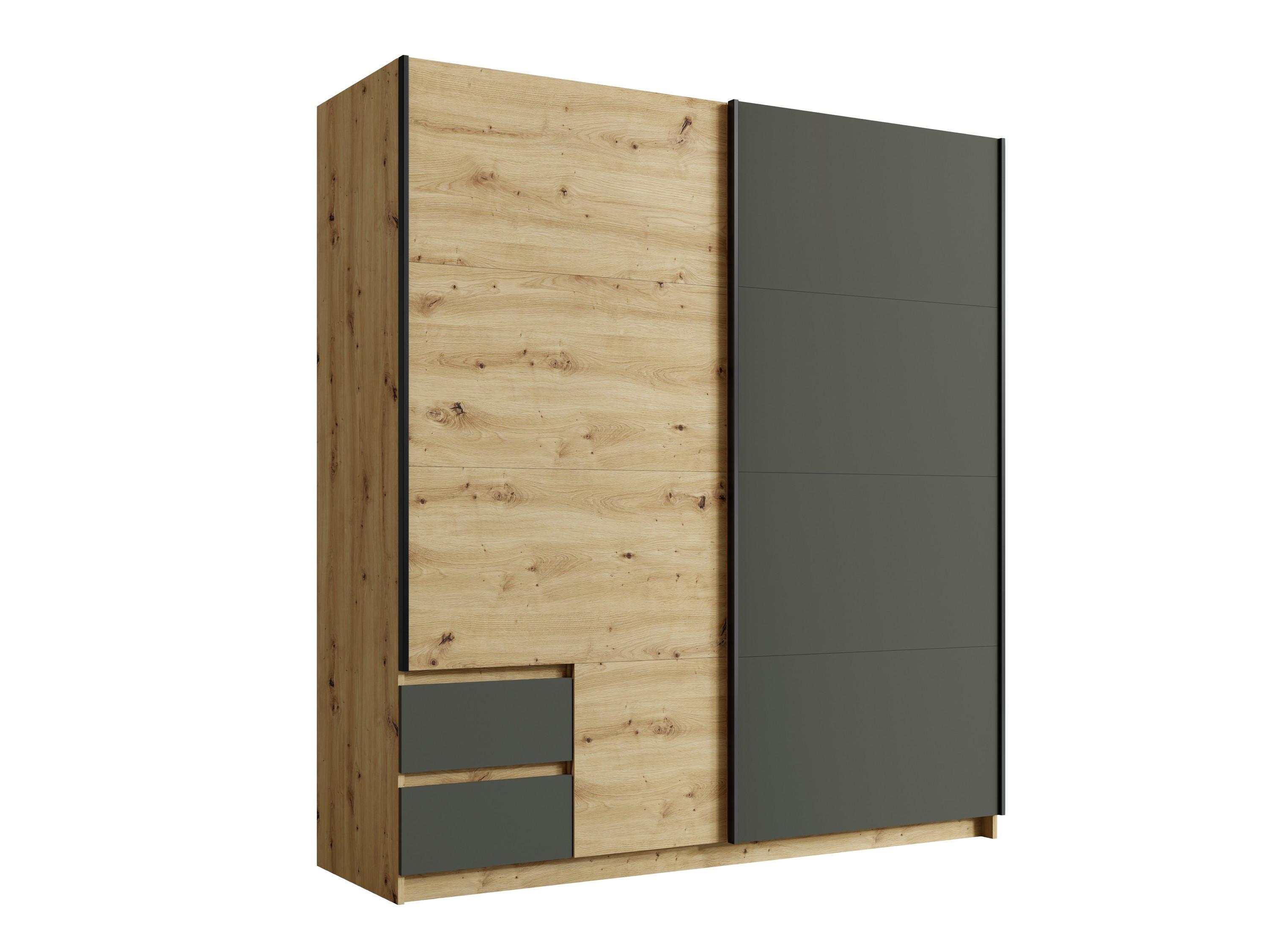 SCHWEBETÜRENSCHRANK KOVAN 180,8/198,3/59,3cm 2-türig Graphitfarben - Graphitfarben/Eiche Artisan, Holzwerkstoff (180.8/198.3/59.3cm) - MASSENO