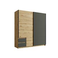 SCHWEBETÜRENSCHRANK KOVAN 180,8/198,3/59,3cm 2-türig Graphitfarben - Graphitfarben/Eiche Artisan, Holzwerkstoff (180.8/198.3/59.3cm) - MASSENO