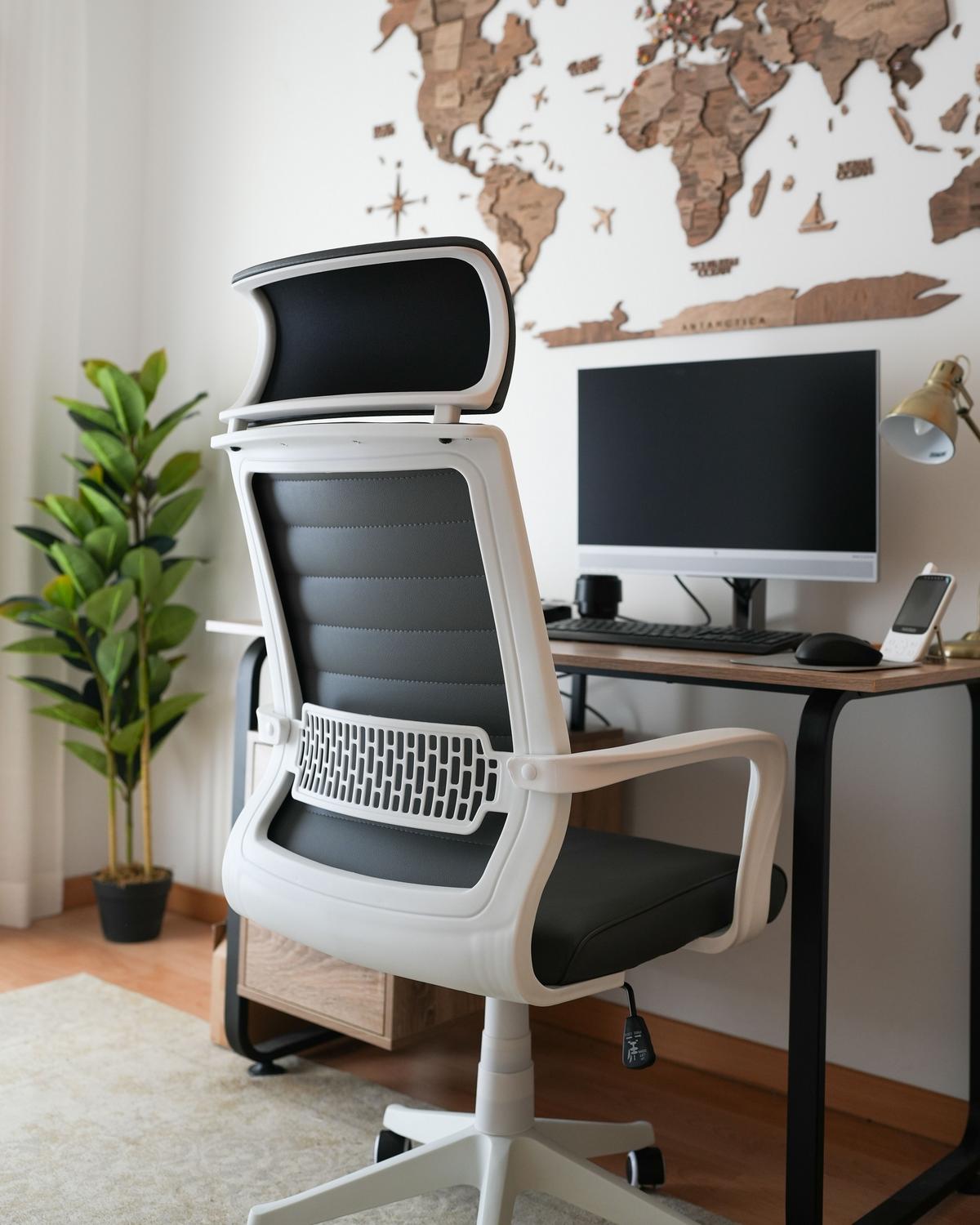BÜROSTUHL Kunstleder Grau Leader - Grau, Kunststoff/Textil (63/114/63cm) - Beliani