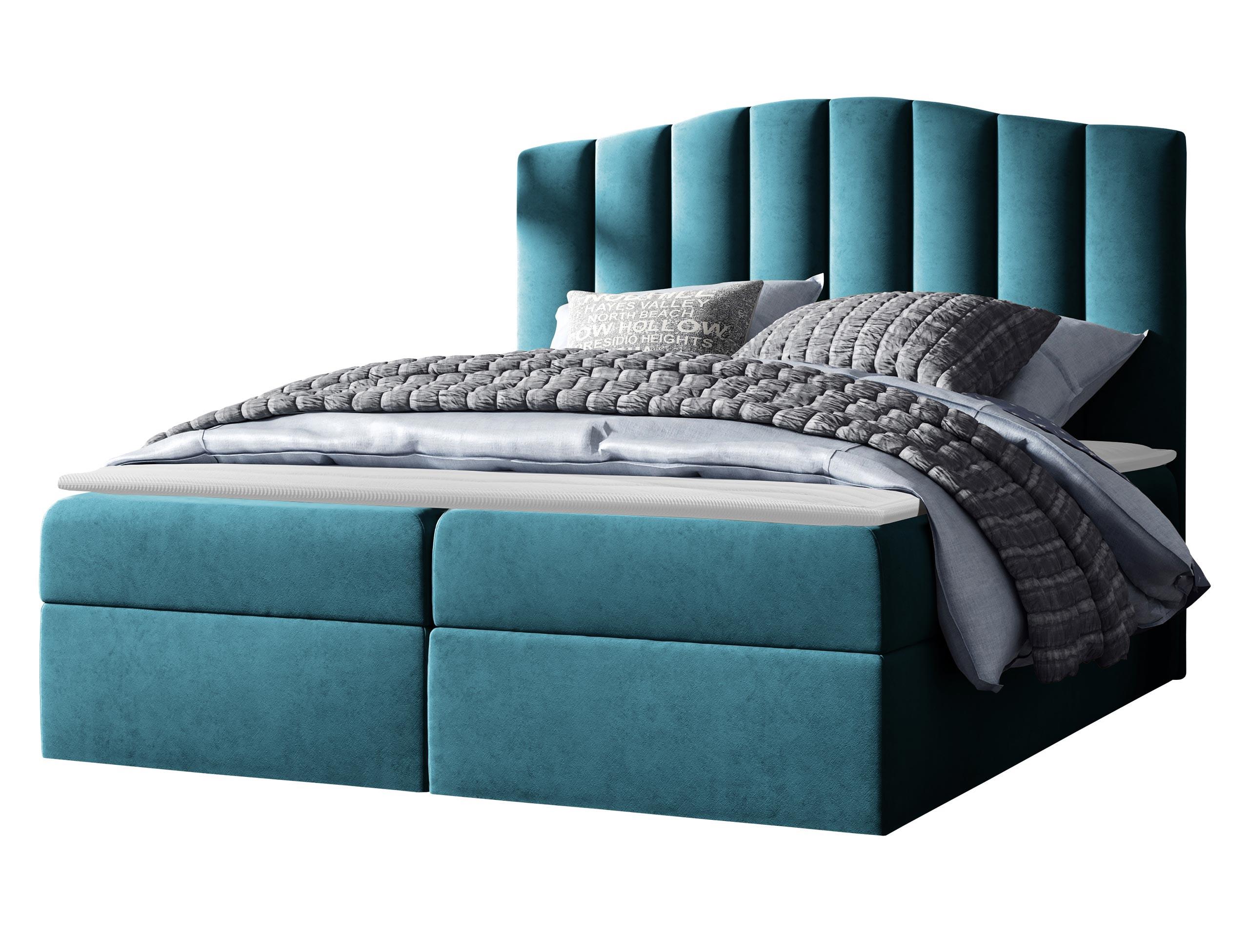BOXBETT Lindos - H3 - Türkis, Holz (160/200cm) - MIRJAN24