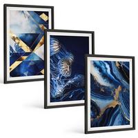 BILDER SET 3er Set - 40x60 cm Schwarzer Rahmen - Abstrakte, elegante Muster - Schwarz, Kunststoff (40/60cm) - TULUP