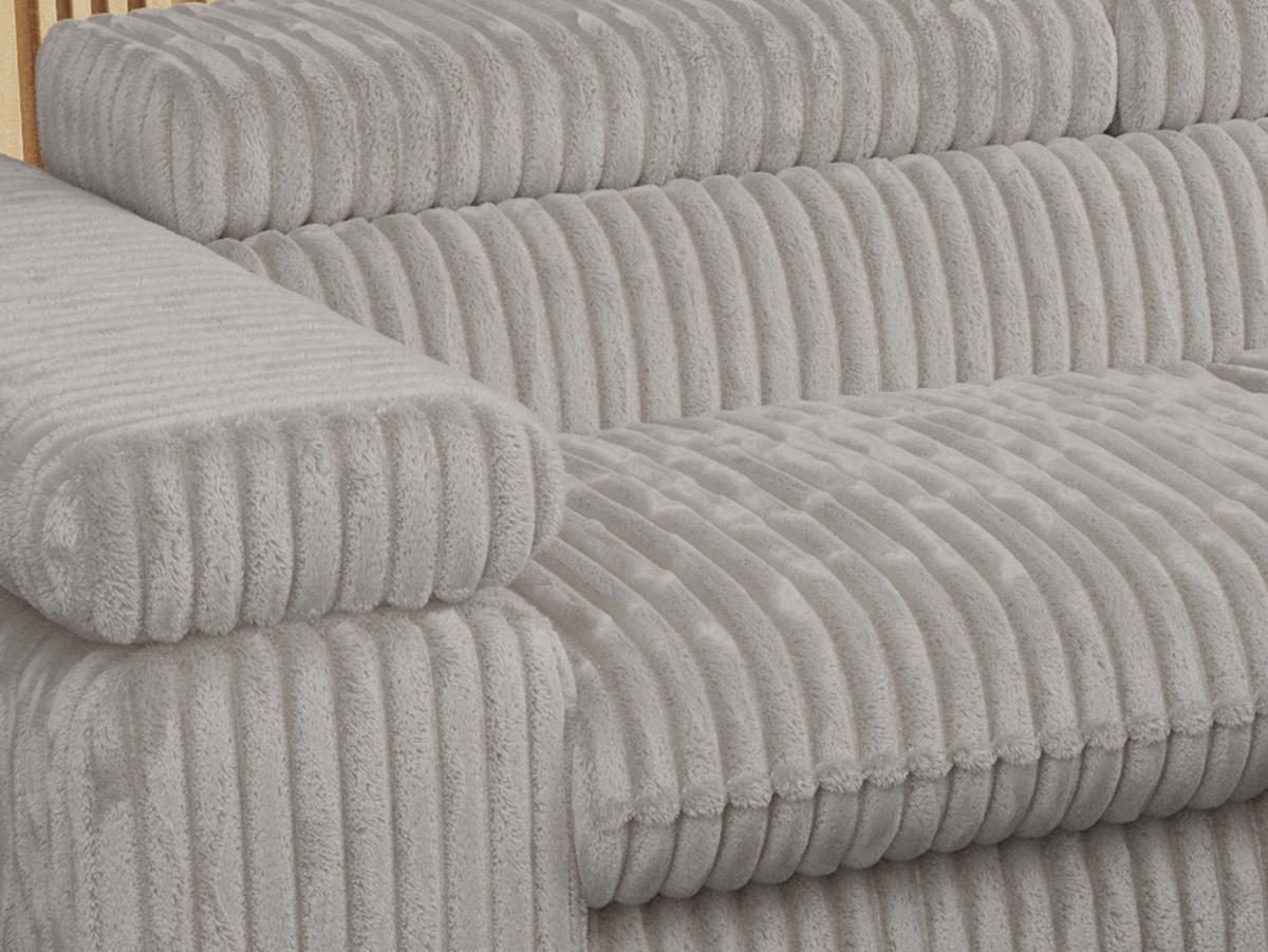 ECKSOFA PETER L Hellgrau Cord - Rechts Seite - Hellgrau/Schwarz, Textil/Metall (273/208cm) - MKS