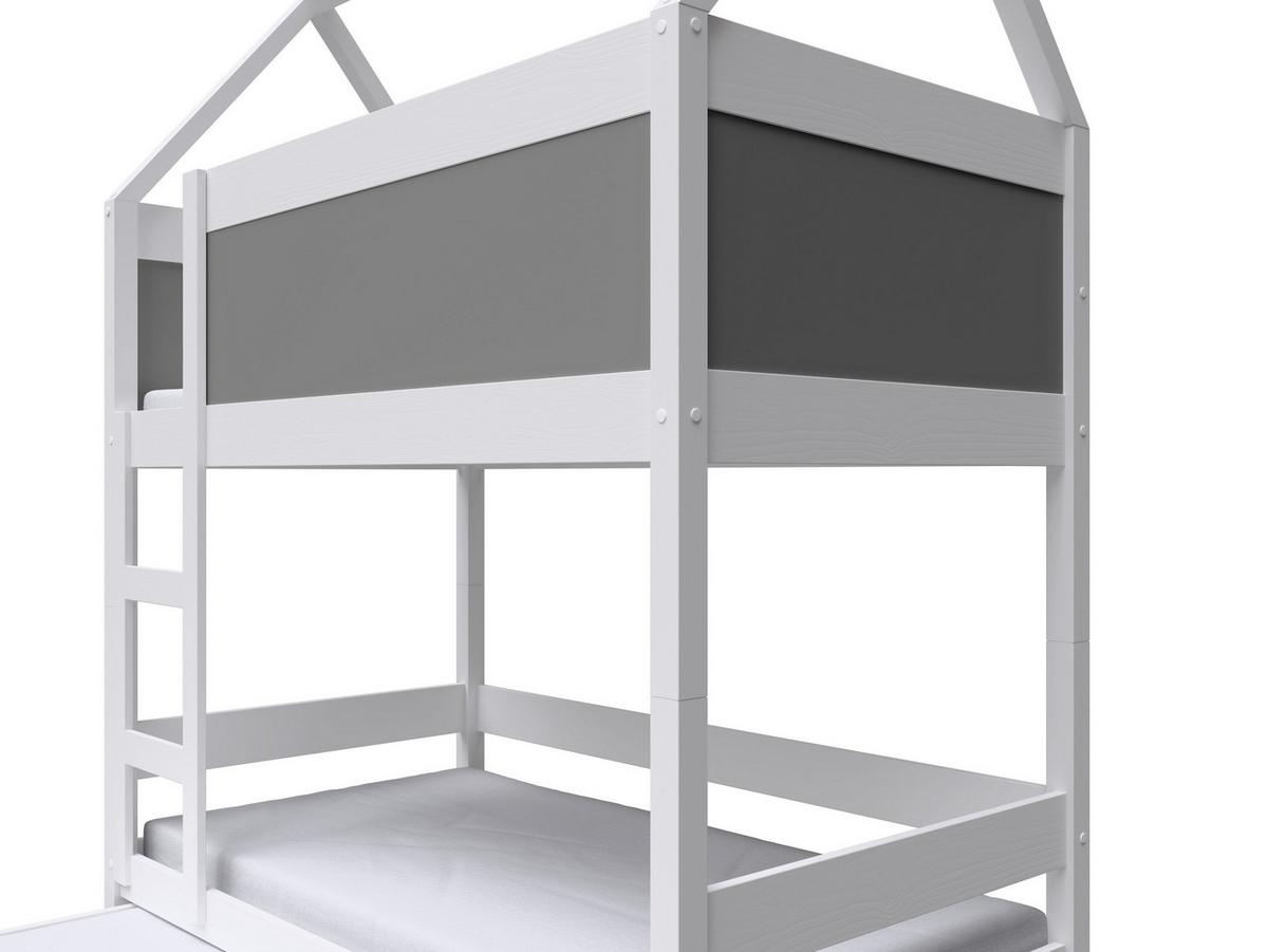 ETAGENBETT TAMI mit Bettkasten 80x160 cm Weiß - Weiß/Grau, Holz (80/160cm) - MASSENO