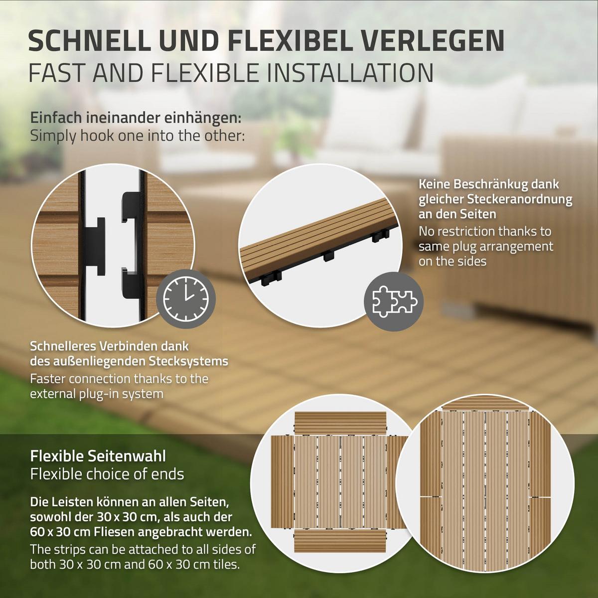 ABSCHLUSSLEISTE WPC gerade Teak - Alteiche, Holzwerkstoff (30/2/7.5cm) - ML-DESIGN