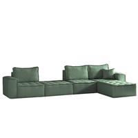 ECKSOFA Sande Xl In Raven - Grün, Holzwerkstoff/Textil (372/192cm) - Fun Möbel