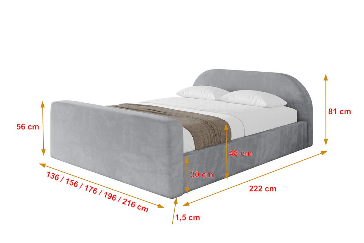 POLSTERBETT mit Bettkasten, Fußteil und Lattenrost, Boxbett mit Matratze H3/H4 - TIVON-Z-V1 180x200 Hellgrau - Hellgrau, Holzwerkstoff/Textil (180/200cm) - ALTDECOR