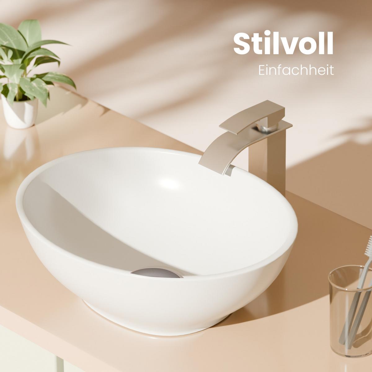 WASCHBECKEN mit pflegeleichter Oberfläche Weiß 41,5 / 33,5 / 13 cm - Weiß Hochglanz, Keramik (41.5/13/33.5cm) - EMKE