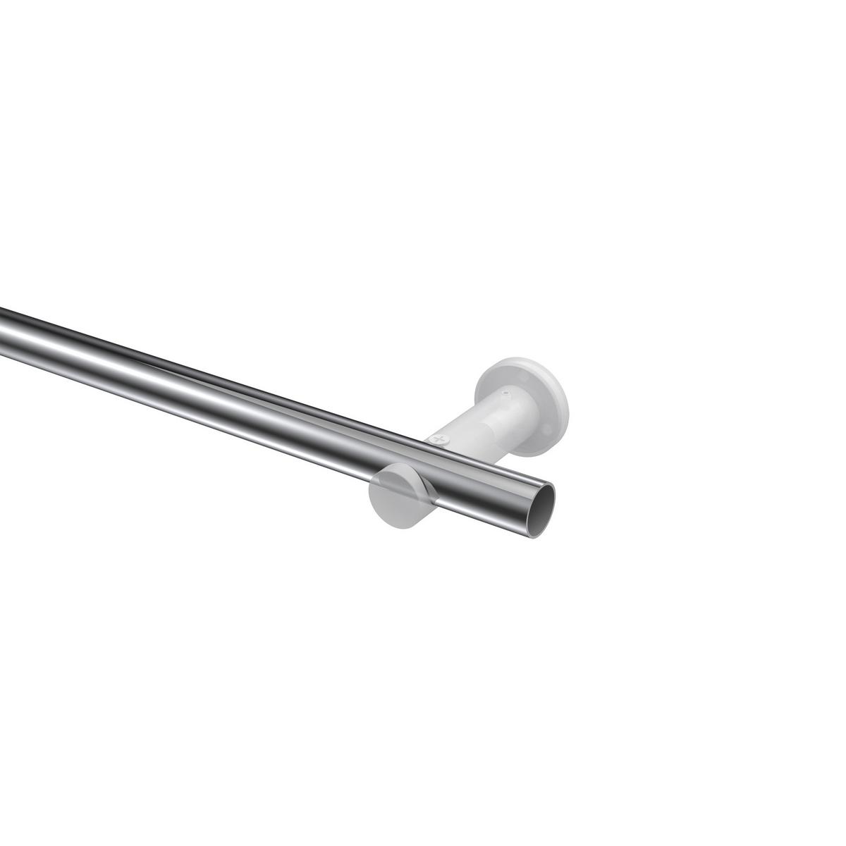 GARDINENSTANGE Platon Mavell 120 cm, 1-läufig (ohne Ringe), 20 mm Ø Chrom - Chromfarben/Weiß, Metall (120cm) - INTERDECO