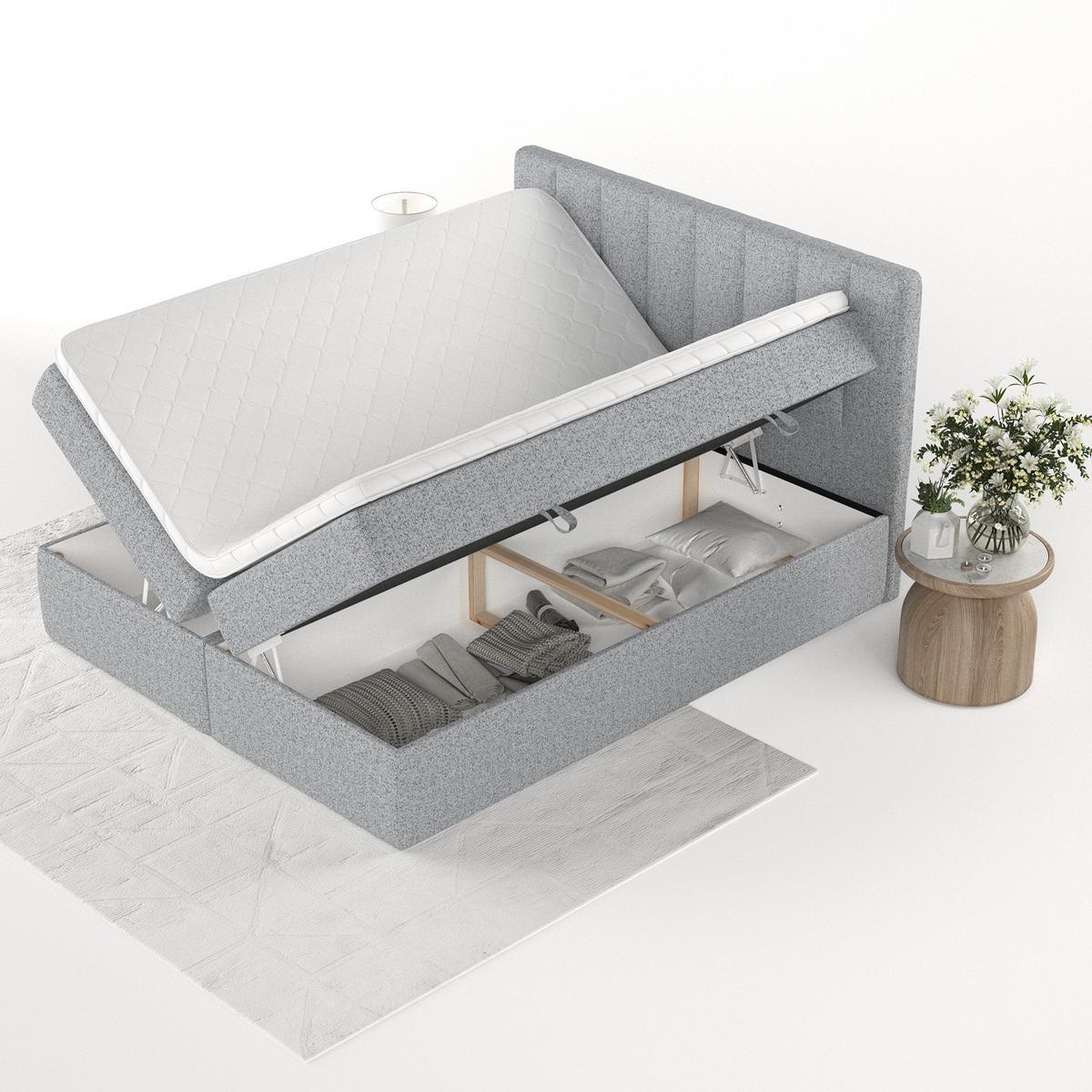BOXBETT Bari 140/200 cm Grau im Riva Stoff - Grau, Holz/Holzwerkstoff (140/200cm) - AltaBeds