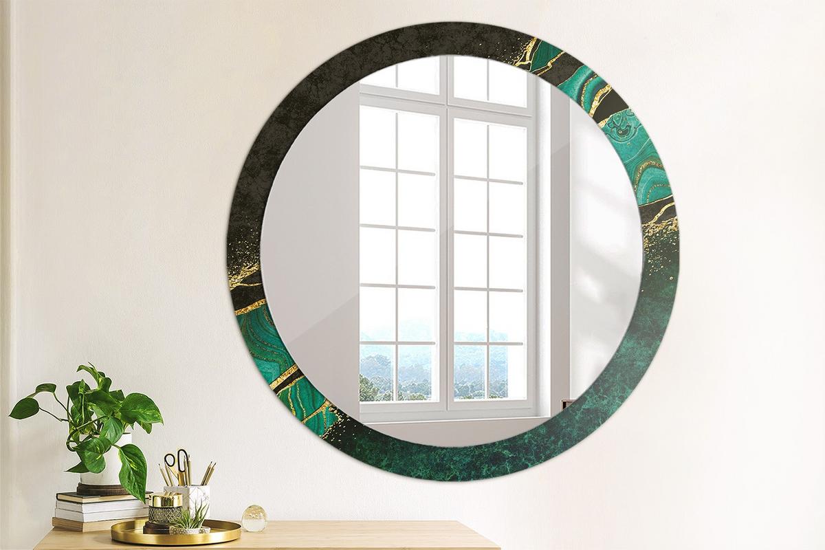 SPIEGEL Ø90 cm Rund mit Aufdruck - Grün, Glas (90/90/0.4cm) - TULUP