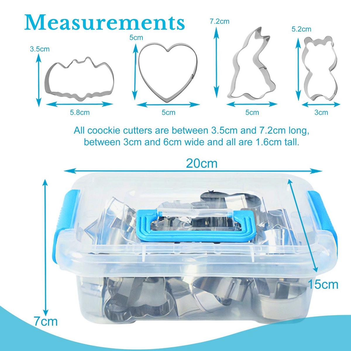 KEKSAUSSTECHER-SET mit praktischer Aufbewahrungsbox (20-tlg.) - Silberfarben, Metall (15/6.6/19.5cm) - Intirilife