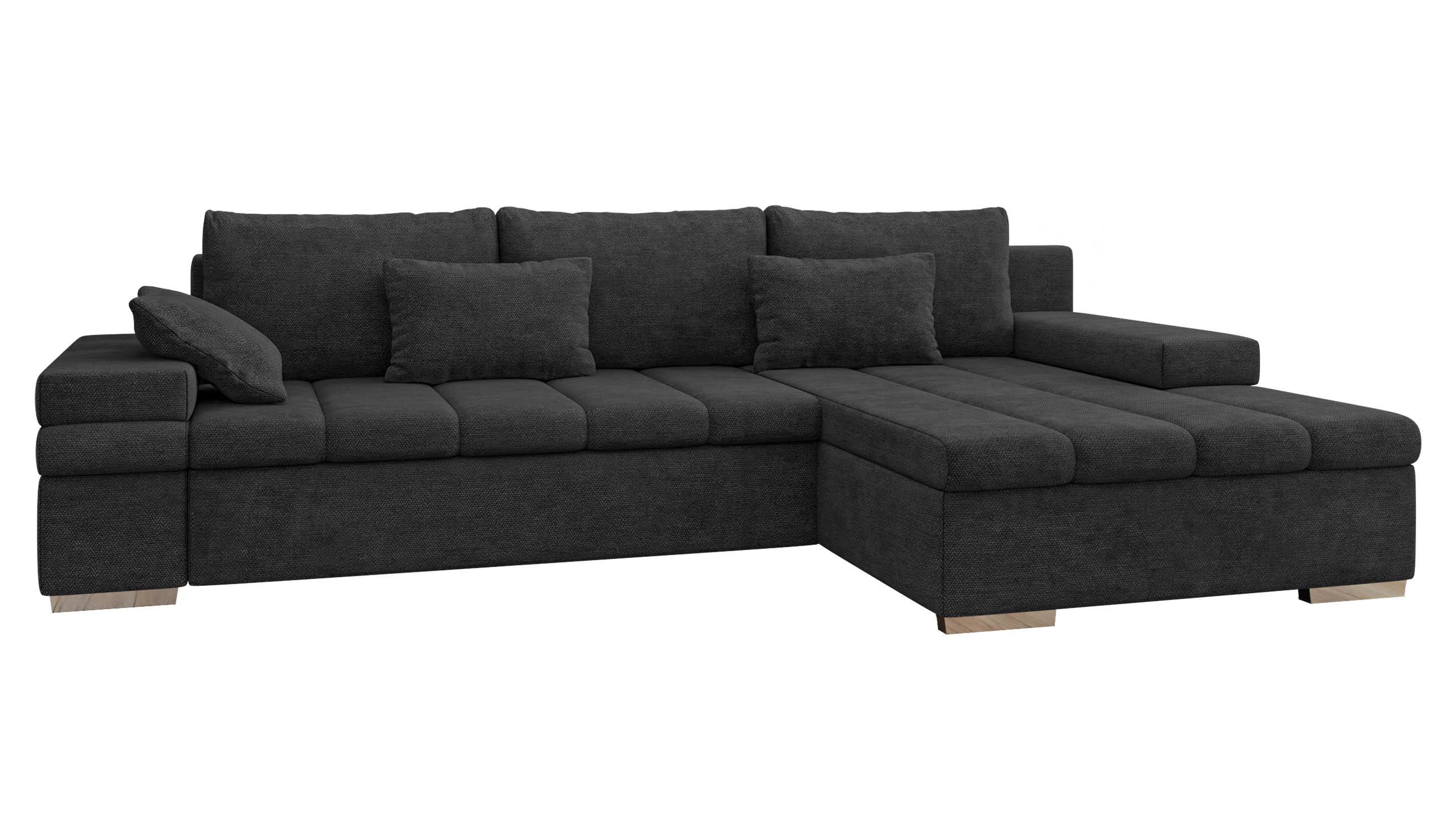 ECKSOFA Bangkok, Seite: Rechts - Anthrazit/Silberfarben, Holz/Textil (310/175cm) - MIRJAN24