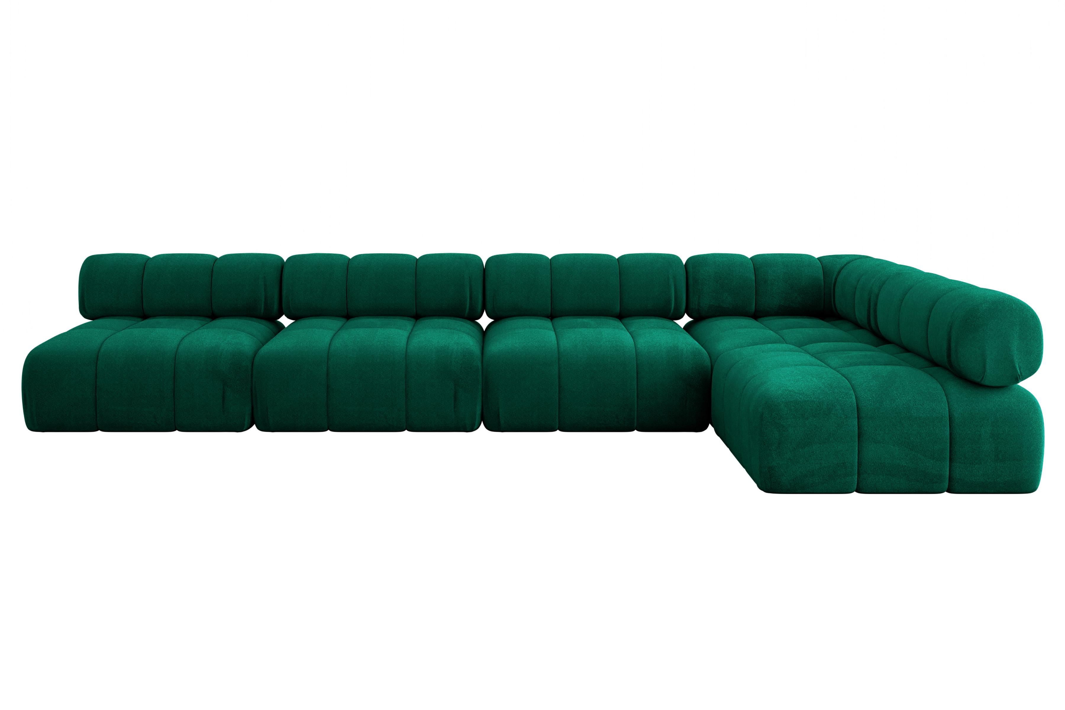 ECKSOFA modulares Sofa Samaro-L3 - 380x190x70 cm Dunkelgrün Velours - Dunkelgrün, Holzwerkstoff/Textil (380/190cm) - ALTDECOR