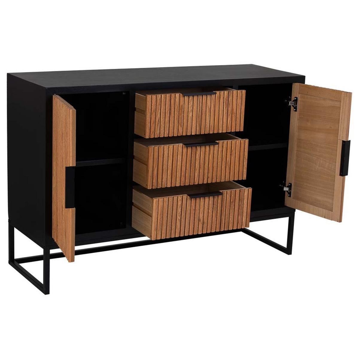 SIDEBOARD mit 3 schubladen und 2 türen aus holz und metall 120x40x81 cm - Braun, Holz (120/81/40cm) - Wanderlust