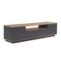 TV furniture with 3 folding doors and 1 niche, L180 cm - Grau, Holzwerkstoff (44.5/44.6/12cm) - Calicosy
